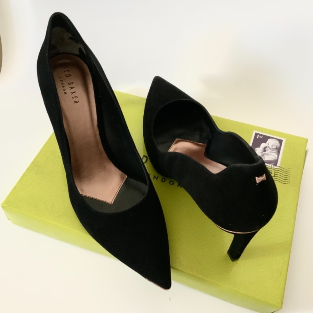 Ted Baker Eriin Black Suede Pump Heel Dress Shoes - Picture 12 of 13